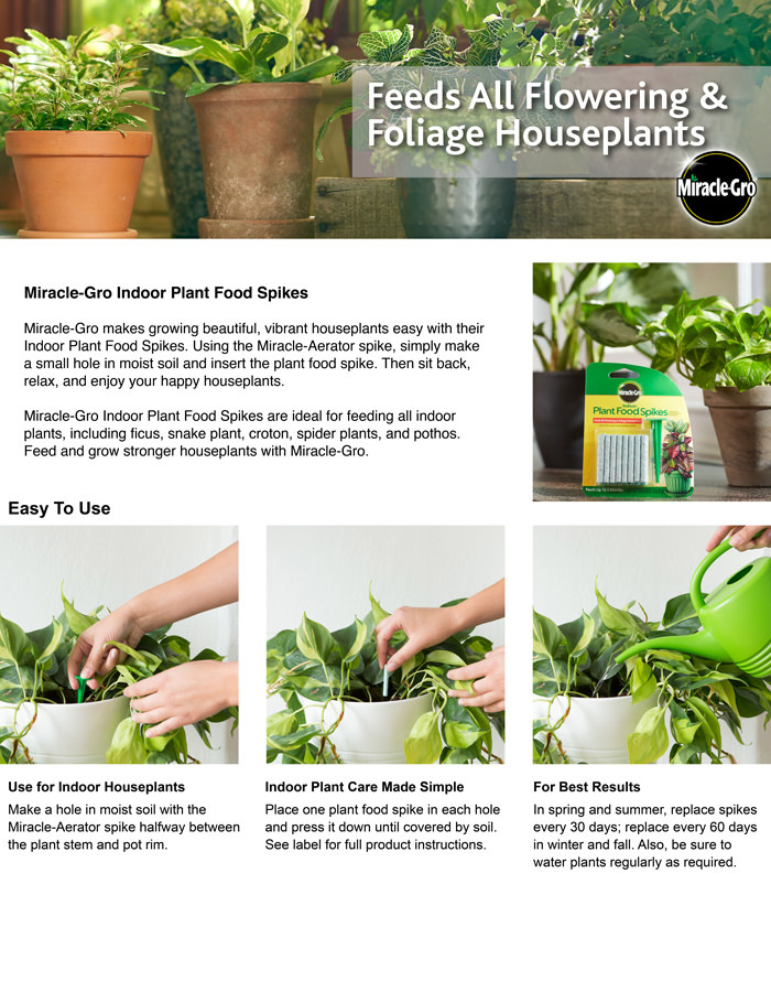 MiracleGro 1.1 oz. Indoor Plant Food Spikes1002521 The Home Depot